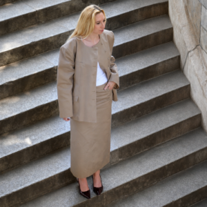 Asymmetric Gabardine Blazer