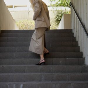 Back-slit gabardine maxi skirt